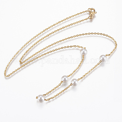 Colliers avec pendentifs en 304 acier inoxydable, avec perles et de homard fermoirs acryliques, or, 19.6 pouce (50 cm)
