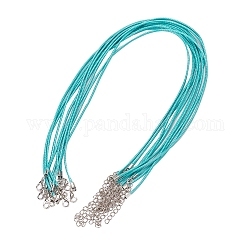 Eingewachsene Schnur bildende Halskette, mit Zink-Legierung Karabiner, Platin Farbe, dunkeltürkis, 17.8 Zoll ~ 18 Zoll (45.5~46 cm), 2 mm