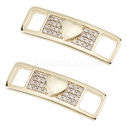 CHGCRAFT 1Pair Brass Cubic Zirconia Shoe Lace Tag Charm Decoration Curved Rectangle Shoelaces Clips Shoe Lace Hanging Tag Shoe Decoration Charms for Shoe Sneakers Accessory 10x31.5x5mm