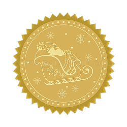 Pegatinas autoadhesivas en relieve de lámina de oro, etiqueta engomada de la decoración de la medalla, Navidad tema patrón, 5x5 cm