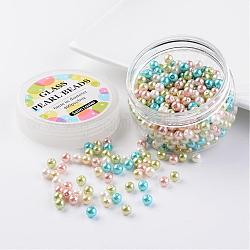 Glass Pearl Bead Sets, Pastel Mix, Eco-Friendly, Round, Dyed  , Mixed Color, 6mm, Hole: 0.7~1.1mm, about 400pcs/box.