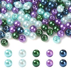 Perline di perla di vetro, perlato, tondo, colore misto, 6mm, Foro: 1 mm, circa 500pcs/scatola