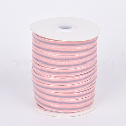 Cinta de terciopelo de cara única, cinta de rayas, dos tonos, rosa y lila, 3/8 pulgada (9.5 mm), aproximamente 50yards / rodillo (45.72 m / rollo)