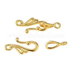 Tibetan Style Hook and Eye Clasps, Lead Free and Cadmium Free, about 12mm wide, 25mm long, Bar: 16mm long, hole: 3mm, LF1157Y, Gold Color