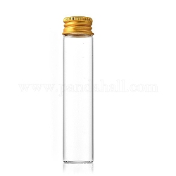 Botellas de vidrio grano contenedores, Tubos de almacenamiento de cuentas con tapa de rosca y tapa de aluminio chapada en oro., columna, Claro, 2.2x12 cm