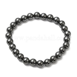 Hématite magnétique synthétique perles rondes bracelets extensibles, diamètre intérieur: 2-5/8 pouce (6.75 cm), perles: 8 mm
