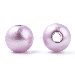 Spray Painted ABS Plastic Imitation Pearl Beads, Round, Plum, 6x5.5mm, Hole: 1.8mm, about 4540 pcs/500g