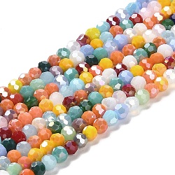 Supporti per perle di vetro opaco, ab colore, sfaccettato (32 sfaccettatura), tondo, colore misto, 4.5x4mm, Foro: 1 mm, circa 94~95pcs/filo, 13.90~14.02 pollice (35.3~35.6 cm)