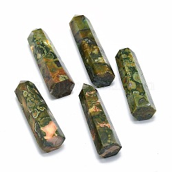 Decoraciones de exhibición de jaspe de riolita natural puntiaguda de una sola terminación, forma de bala, 50~56x13~15x12~15mm