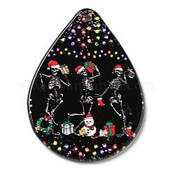 Акриловые подвески на рождественскую тематику, слеза, череп, 47.5x35x2.5 мм, отверстие : 1.8 мм