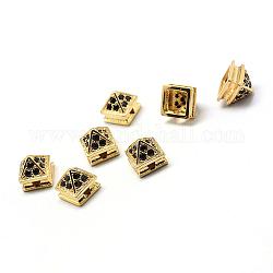 Gestell Messing Zirkonia Perlen, langlebig plattiert, Pyramide, golden, 7.5x8x8 mm, Bohrung: 2 mm