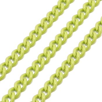 Латунная бордюрная цепь, окрашенная распылением, витая цепь, с катушкой, несварные, зеленый желтый, 6x5x2 мм, 32.8 фут (10 м) / рулон