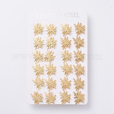 Серьги-гвоздики из нержавеющей стали 304 с текстурой EJEW-I239-01G-1