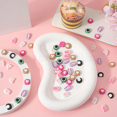 48 пара 8-х видов симпатичных непрозрачных смоляных кабошонов RESI-SC0003-08-1