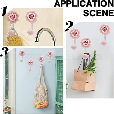 Фарфоровый 3d цветок керамический настенный крючок FIND-WH0040-63-1