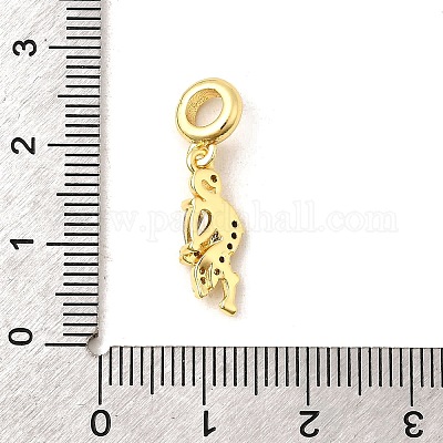 Латунные подвески в форме фламинго с прозрачным кубическим цирконием KK-C113-10G-1