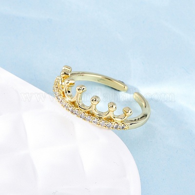 Латунные кольца из манжеты с прозрачным цирконием RJEW-M066-02G-1