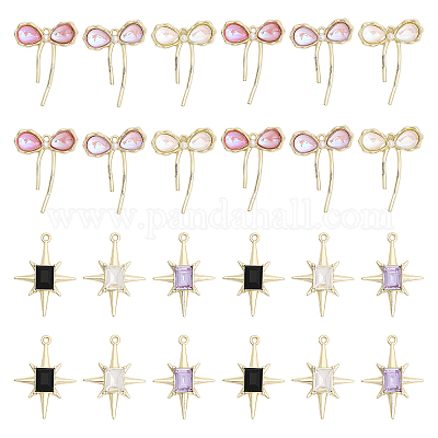 24 шт. 6 стиля подвески из сплава смолы и подвески из сплава стекла FIND-CA0007-40-1