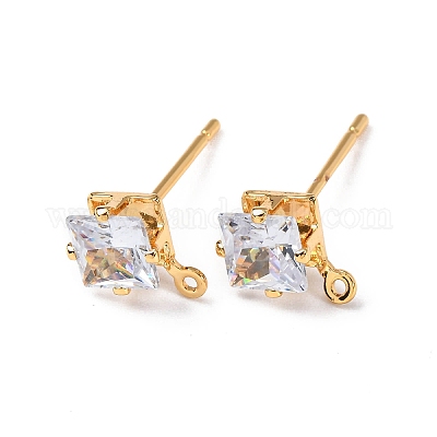 Латунные серьги-гвоздики из циркония KK-F898-14B-G-1