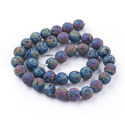 Гальванические бусины из натуральной лавы X-G-E432-10mm-08-1