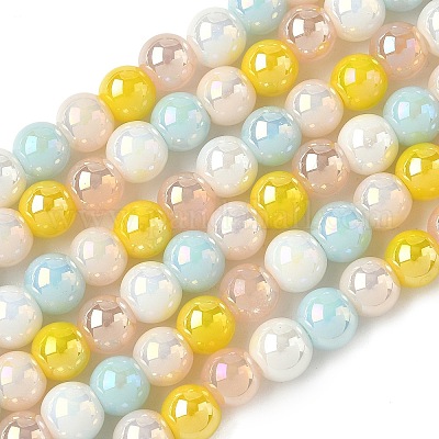 Нити стеклянных бусин с гальваническим покрытием и градиентным цветом LAMP-M023-03-04-1