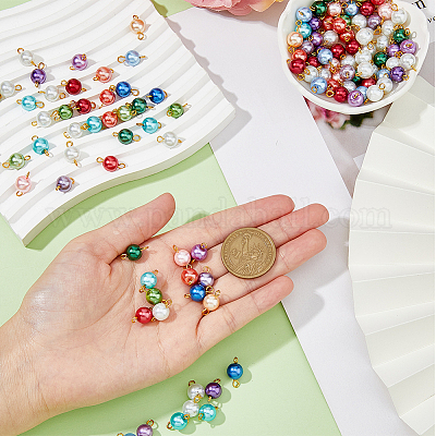 150 шт. 5-х цветные стеклянные подвески-коннекторы с имитацией жемчуга FIND-HY0001-86-1