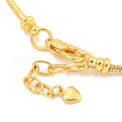 3 мм латунные круглые браслеты в европейском стиле со змеиной цепочкой для изготовления ювелирных изделий BJEW-G703-04G-1