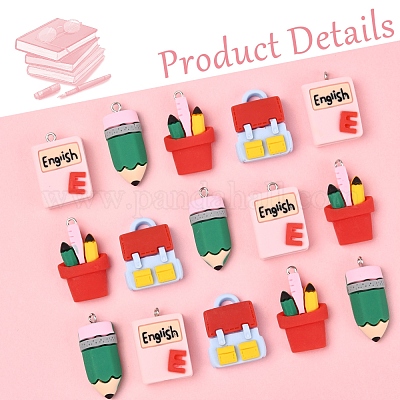 16 шт. 4 подвески из смолы на канцелярскую тематику RESI-FS0001-89-1