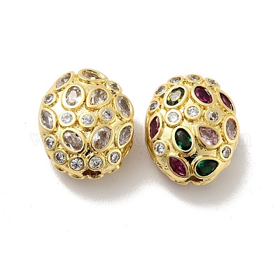 Овальные латунные микро проложить кубического циркония бусы KK-G419-16G-1