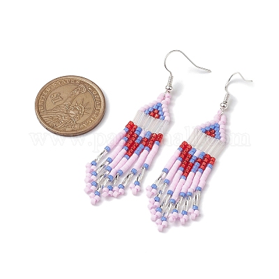 Серьга-пусет с подвесками в виде утюга со стеклом EJEW-MZ00184-1