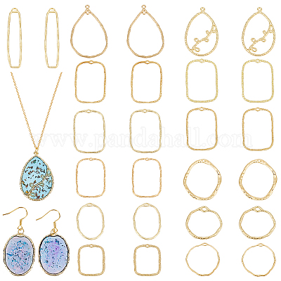 26 шт. 13 стиля подвески и звенья из латуни и сплава с открытой задней частью FIND-OC0003-52-1