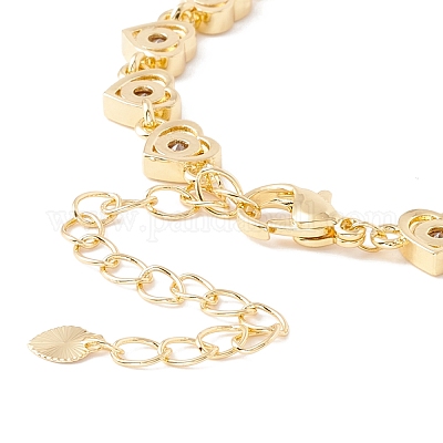 Браслет из звеньев сердца из прозрачного кубического циркония BJEW-I301-05G-1