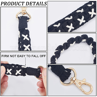 Хлопковый плетеный ремешок ручной работы с подвеской на запястье KEYC-WH0007-001C-1