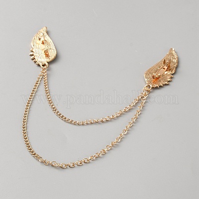 Крыло из сплава стразов с латунной подвеской на цепочке JEWB-WH0052-006G-1