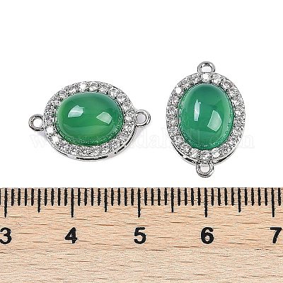 Подвески-шармы из натурального зеленого оникса-агата (окрашенного и нагретого) в форме овала KK-U043-50P-02-1