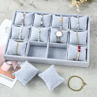 Дерево покрыто бархат браслет ювелирных часовых дисплеев BDIS-F001-01-1