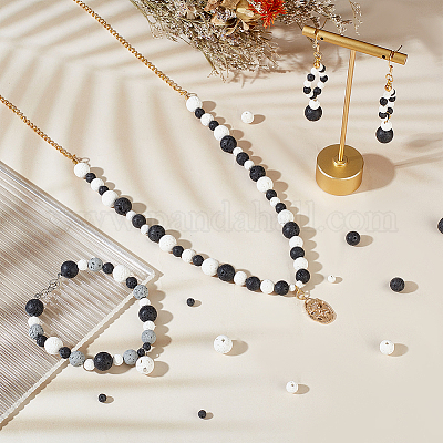 8 стиль натуральные круглые бусины из лавового камня G-OC0004-10-1