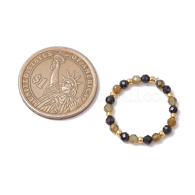 Растягивающиеся кольца из натурального лабрадорита RJEW-JR00867-07-1