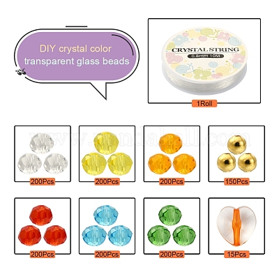 Набор для изготовления браслета из разноцветных прозрачных бусин своими руками DIY-YW0005-45-1