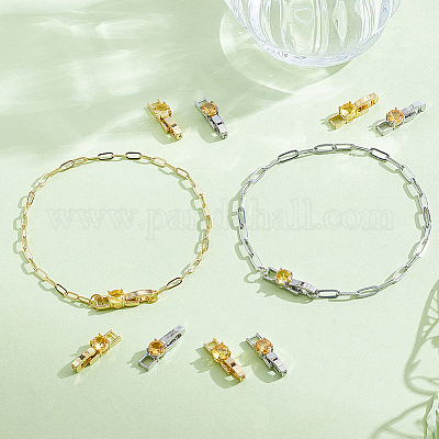 12 шт. 2-цветная застежка для часового ремешка из латуни с микропаве из кубического циркония KK-GA0002-28-1