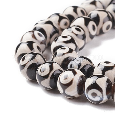 Бусины из натурального тибетского агата дзи с 3 глазом G-F354-07-1