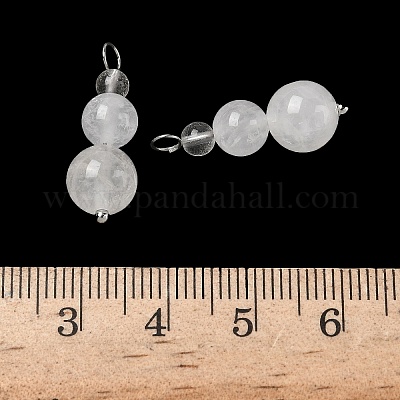 Подвески из натурального кварцевого кристалла с круглыми бусинами PALLOY-JF02867-08-1