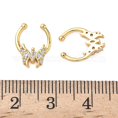 Латунные кольца для носа с круглыми/подковообразными штангами из прозрачного кубического циркония EJEW-D337-18E-G-1