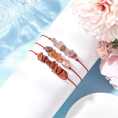 3шт 3 стиля браслетов из плетеных бусин с драгоценными камнями BJEW-JB11146-10-1