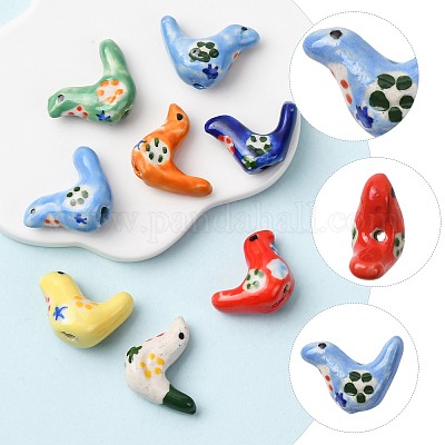 8 шт. 7-х цветные фарфоровые бусины ручной работы с принтом PORC-FS0001-39-1