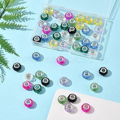 48шт 8 цвета стеклянные европейские бусины ручной работы GLAA-FS0002-14-1