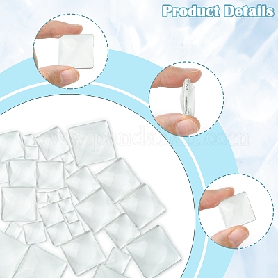 48 шт. 6 стиля прозрачных квадратных стеклянных кабошонов GGLA-FS0001-06-1