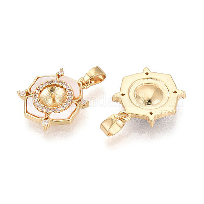 Латунный микро-паве кубический кубик циркония жемчужина KK-T079-06G-1