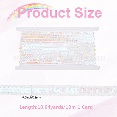 チロリアンテープ  プラスチックスパンコール付き  ホワイト  1/2インチ（12mm）&nbsp;SRIB-WH20020-008A-1