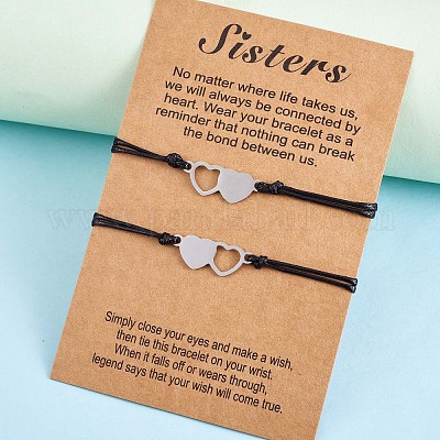 2шт. набор из 2 браслетов в форме сердца из нержавеющей стали 430 JB714A-1